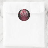 Sticker Rond Élégant Rose de Bourgogne Floral Mariage (Sac)