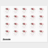Sticker Rond Elégant rose de typographie bourguignonne mariage  (Feuille)