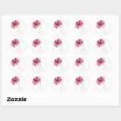 Sticker Rond Elégant Rose Dusty Aquarelle Baptême Floral (Feuille)