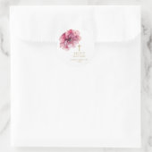 Sticker Rond Elégant Rose Dusty Aquarelle Baptême Floral (Sac)