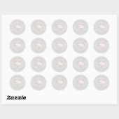 Sticker Rond Elégant Rose Dusty blanc Floral Grey Mariage (Feuille)