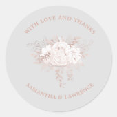 Sticker Rond Elégant Rose Dusty blanc Floral Grey Mariage (Devant)