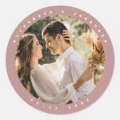 Sticker Rond Élégant Rose Dusty Blush Neutral Mariage Photo (Devant)