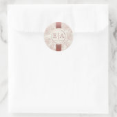 Sticker Rond Élégant Rose Dusty Mariage orchidée Monogram (Sac)