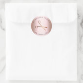 Sticker Rond Elégant rose en cuivre ciseaux en or coiffeuse (Sac)