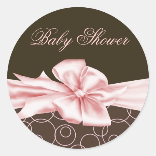Sticker Rond Elégant rose et Baby shower Brown (Devant)