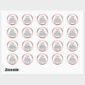 Sticker Rond Elegant rose et blanc Nouvelle adresse (Feuille)