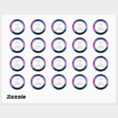 Sticker Rond Élégant rose et bleu Galaxy Etoiles Mariage Abstra (Feuille)