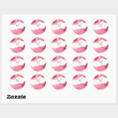 Sticker Rond Élégant rose et or Agate Pierre Mariage Classic (Feuille)