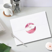 Sticker Rond Élégant rose et or Agate Pierre Mariage Classic