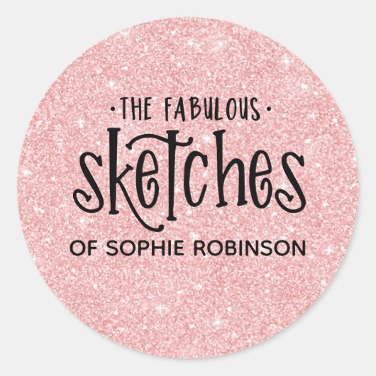 Sticker Rond Elégant rose fille Parties scintillant Artiste aff (Devant)