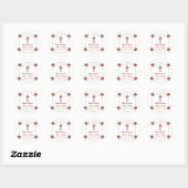 Sticker Rond Élégant Rose Floral Gold First Holy Communion (Feuille)