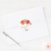 Sticker Rond Elégant Rose Floral Rouge Orange Anniversaire Merc (Enveloppe)