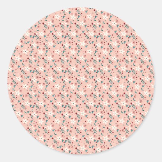 Sticker Rond Élégant rose froral (Devant)