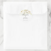 Sticker Rond Elégant Rose & Gold Cursive Wedding Favor (Sac)
