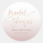 Sticker Rond Elegant Rose Gold Gradient Bridal Shower  (Devant)