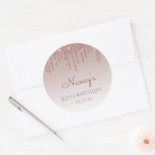 Sticker Rond Elégant Rose Gold Parties scintillant Drip 80th Bi (Enveloppe)