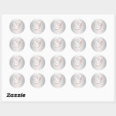 Sticker Rond Elégant Rose gris argent personnalisé Mariage or (Feuille)