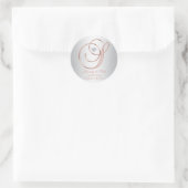 Sticker Rond Elégant Rose gris argent personnalisé Mariage or (Sac)