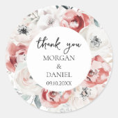 Sticker Rond Elégant Rose Jardin de mariage Merci de mariage (Devant)