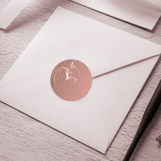 Sticker Rond Elégant Rose Mariage d'enveloppe d'or sceaux
