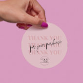 Sticker Rond Elegant Rose Merci pour Votre Achat Entreprise