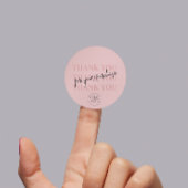 Sticker Rond Elegant Rose Merci pour Votre Achat Entreprise