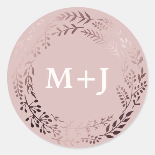 Sticker Rond Elégant Rose Or et rose Mariage Enveloppe sceaux (Devant)