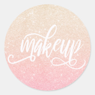 Sticker Rond Élégant rose or & or parties scintillant maquillag