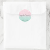 Sticker Rond Élégant rose or & parties scintillant menthe moder (Sac)