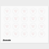 Sticker Rond Élégant rose pâle Monogramme blanc initial (Feuille)