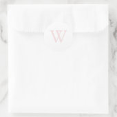Sticker Rond Élégant rose pâle Monogramme blanc initial (Sac)