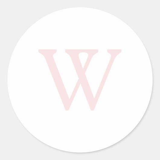 Sticker Rond Élégant rose pâle Monogramme blanc initial (Devant)