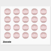 Sticker Rond Élégant Rose Parties scintillant d'or Motif d'arbr (Feuille)