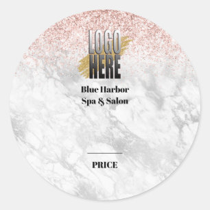 Sticker Rond Élégant Rose Parties scintillant or Marbre Logo Pr