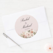 Sticker Rond Élégant, rose, pâteux, fleur (Enveloppe)