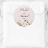 Sticker Rond Élégant, rose, pâteux, fleur (Sac)