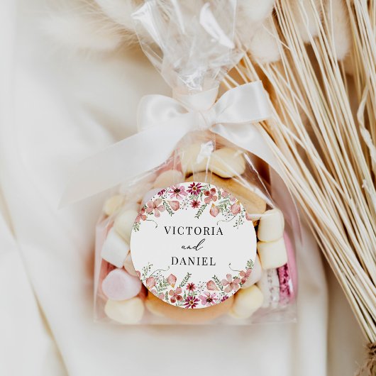 Sticker Rond Elégant rose Peach Floral Wedding Faveurs