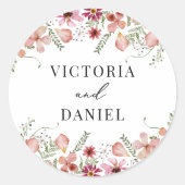 Sticker Rond Elégant rose Peach Floral Wedding Faveurs (Devant)