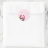 Sticker Rond Elégant rose Peony Moderne Sophistiqué mariage (Sac)