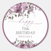 Sticker Rond Élégant Rose pourpre n'importe quel âge fête d'ann (Devant)