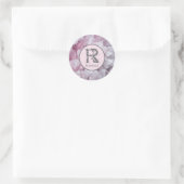 Sticker Rond Élégant rose Quartz Nom Monogramme Modèle (Sac)