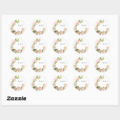 Sticker Rond Élégant Rose Romance Mariage (Feuille)
