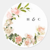 Sticker Rond Élégant Rose Romance Mariage (Devant)