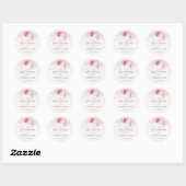 Sticker Rond Elégant rose rose Aquarelle Floral Script Mariage (Feuille)