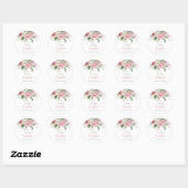 Sticker Rond Élégant rose rose rose floral Baptême (Feuille)