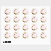 Sticker Rond Élégant Rose rose vif Romance Mariage (Feuille)