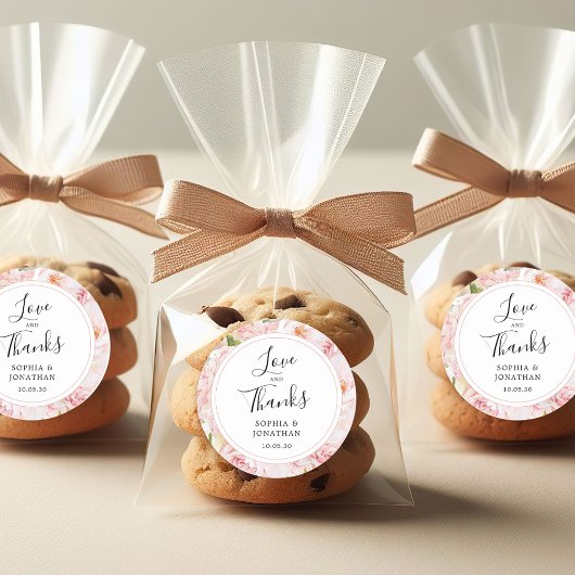 Sticker Rond Élégant rose Roses Mariage Favoriser Merci