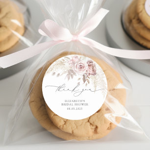 Sticker Rond Elégant Rose roux Fête des mariées Merci