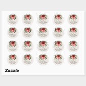 Sticker Rond Elégant Roses aquarelle Merci Mariage naturel (Feuille)